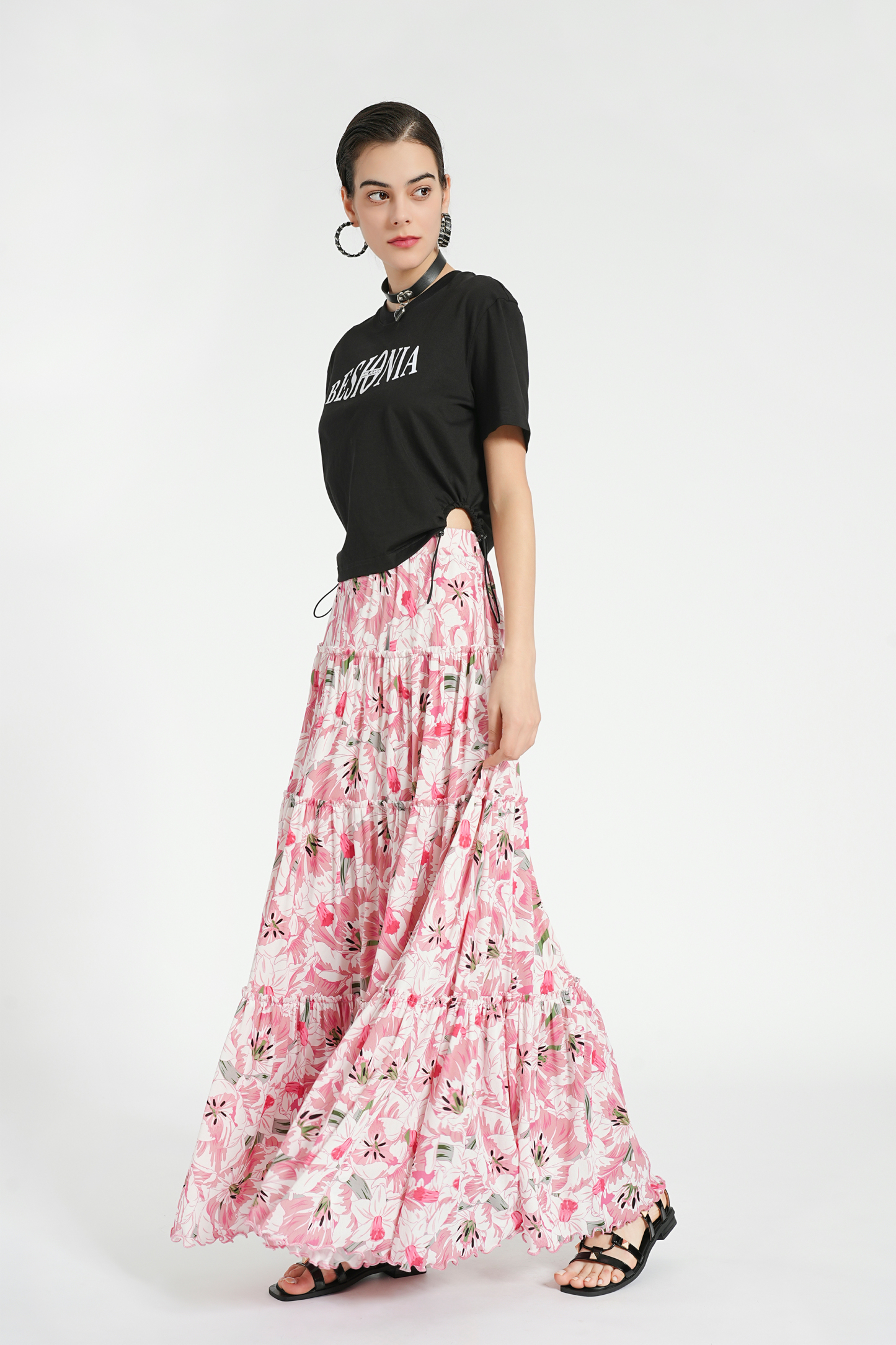 BESIONIA Drawstring Ruffle Top