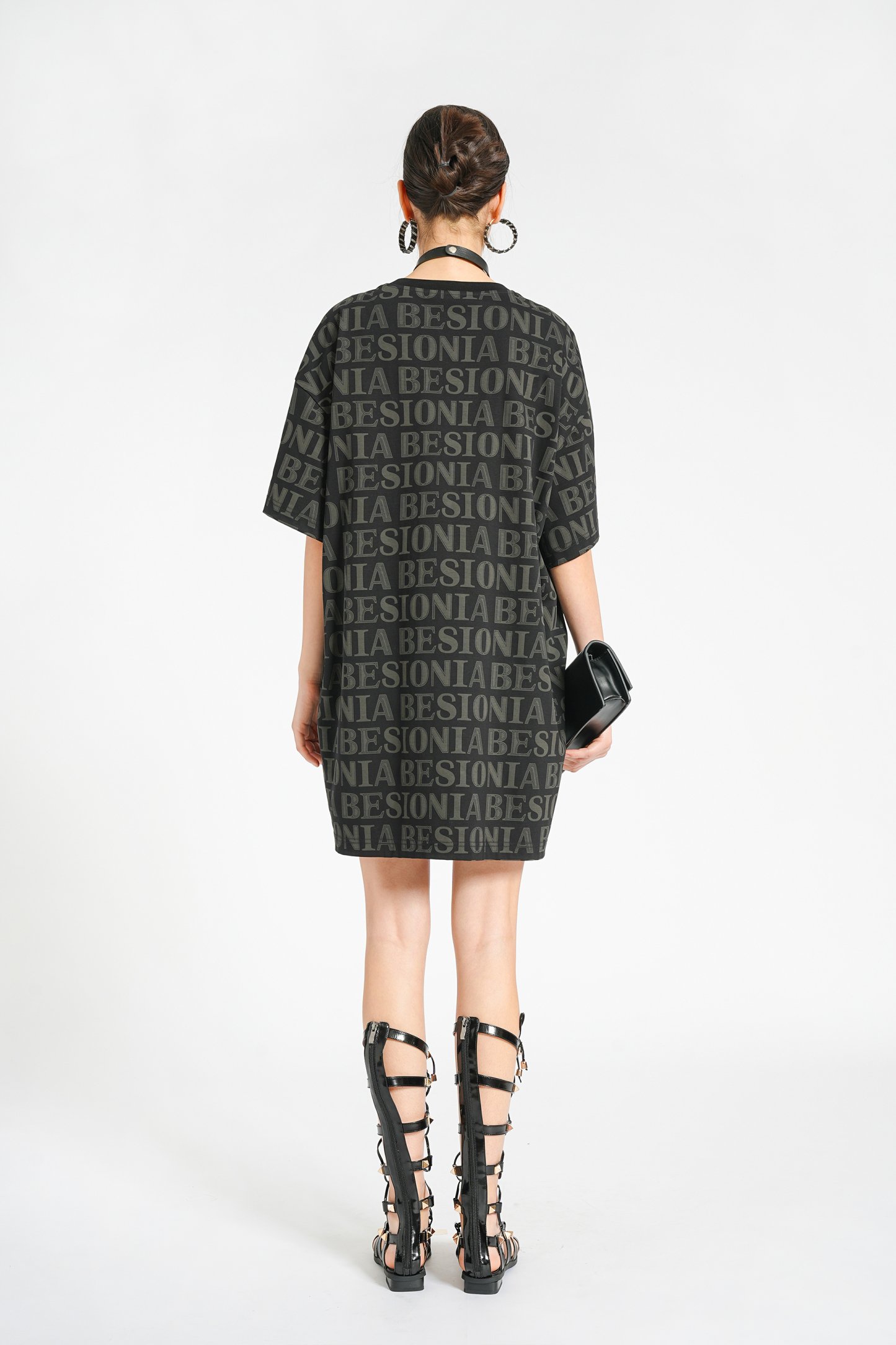 BESIONIA Letter Printed Mid-Length Blouse