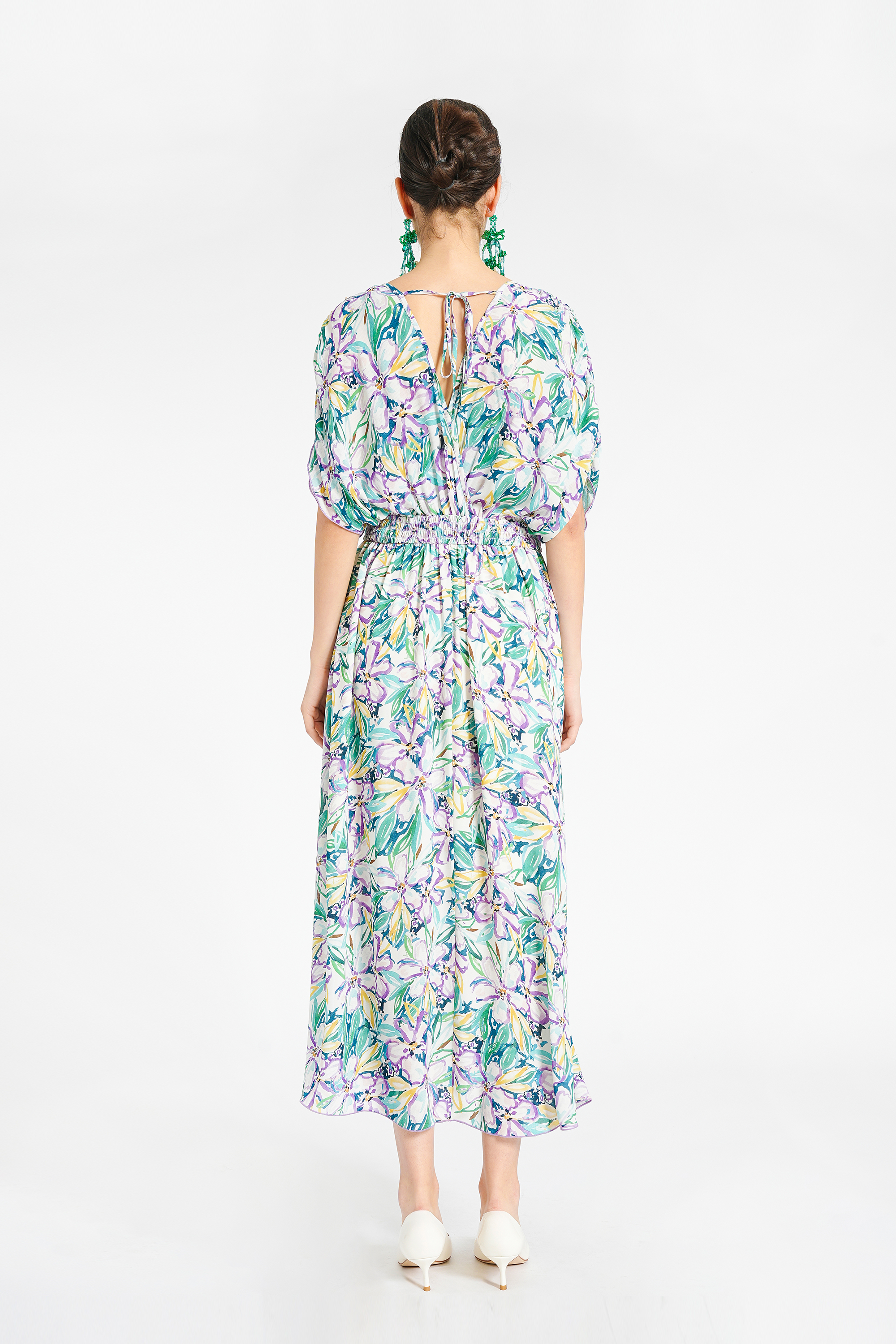 BESIONIA Patchwork Bat Sleeve Dress