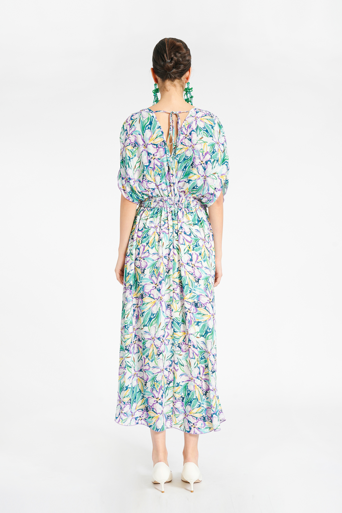 BESIONIA Patchwork Bat Sleeve Dress