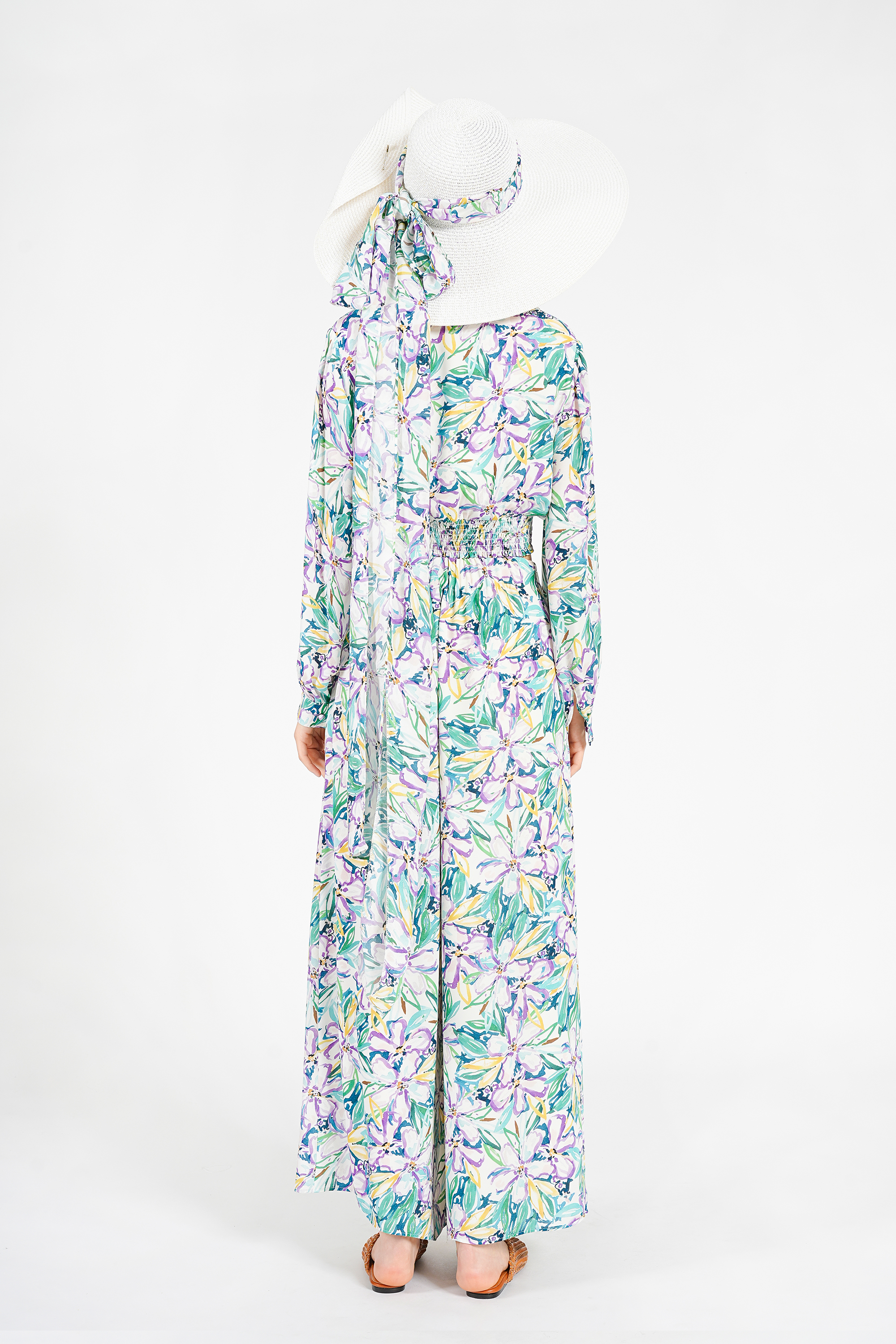 BESIONIA Airy Printed V-Neck Short Shirt