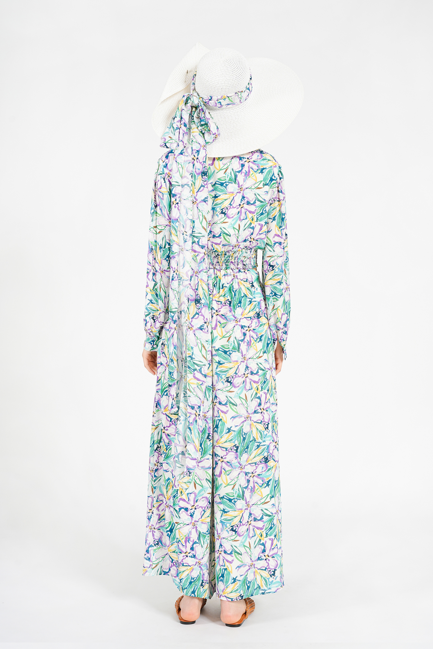 BESIONIA Airy Printed V-Neck Short Shirt