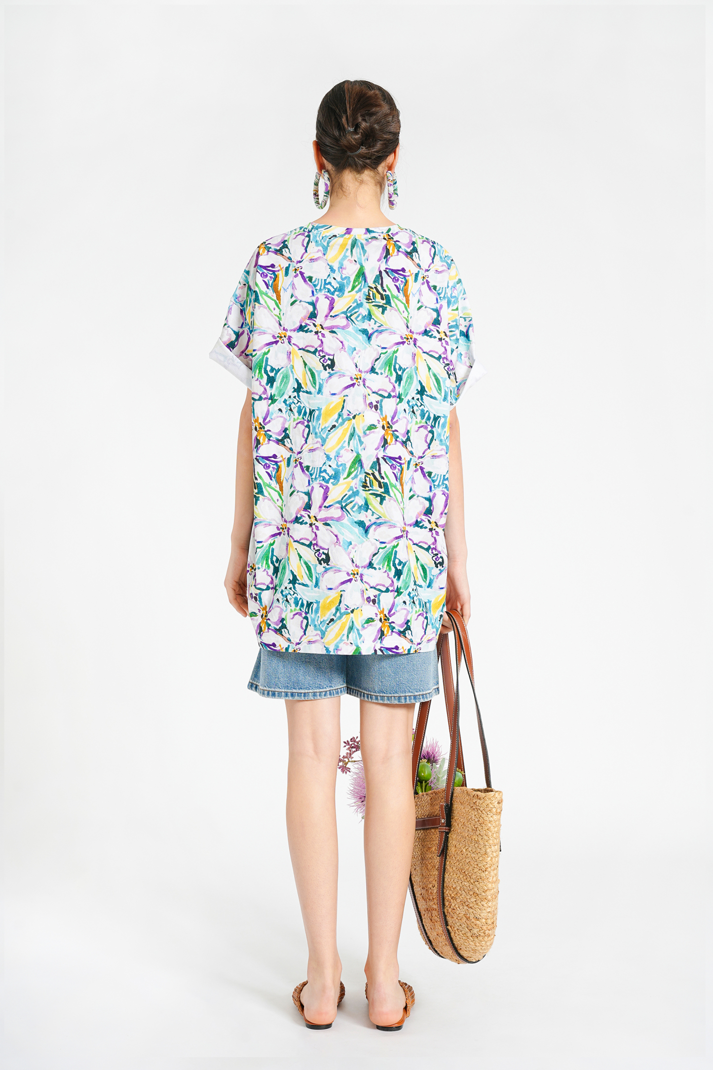 BESIONIA Floral Print Short Sleeve