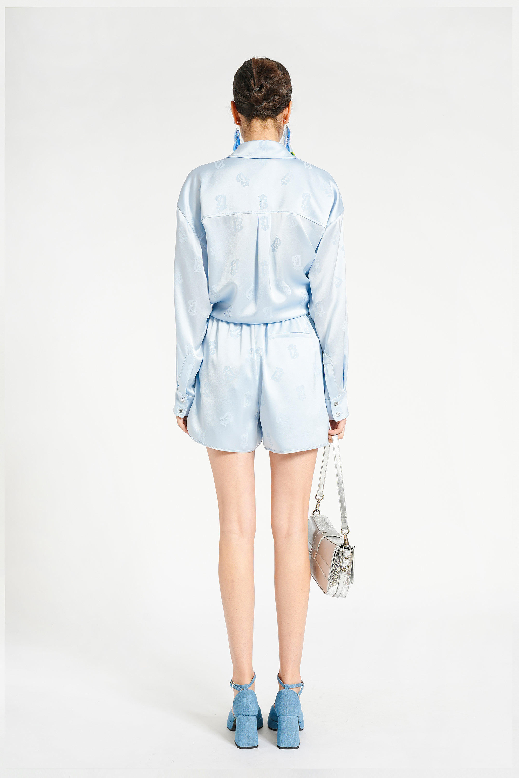 BESIONIA Light Blue Print Shirt