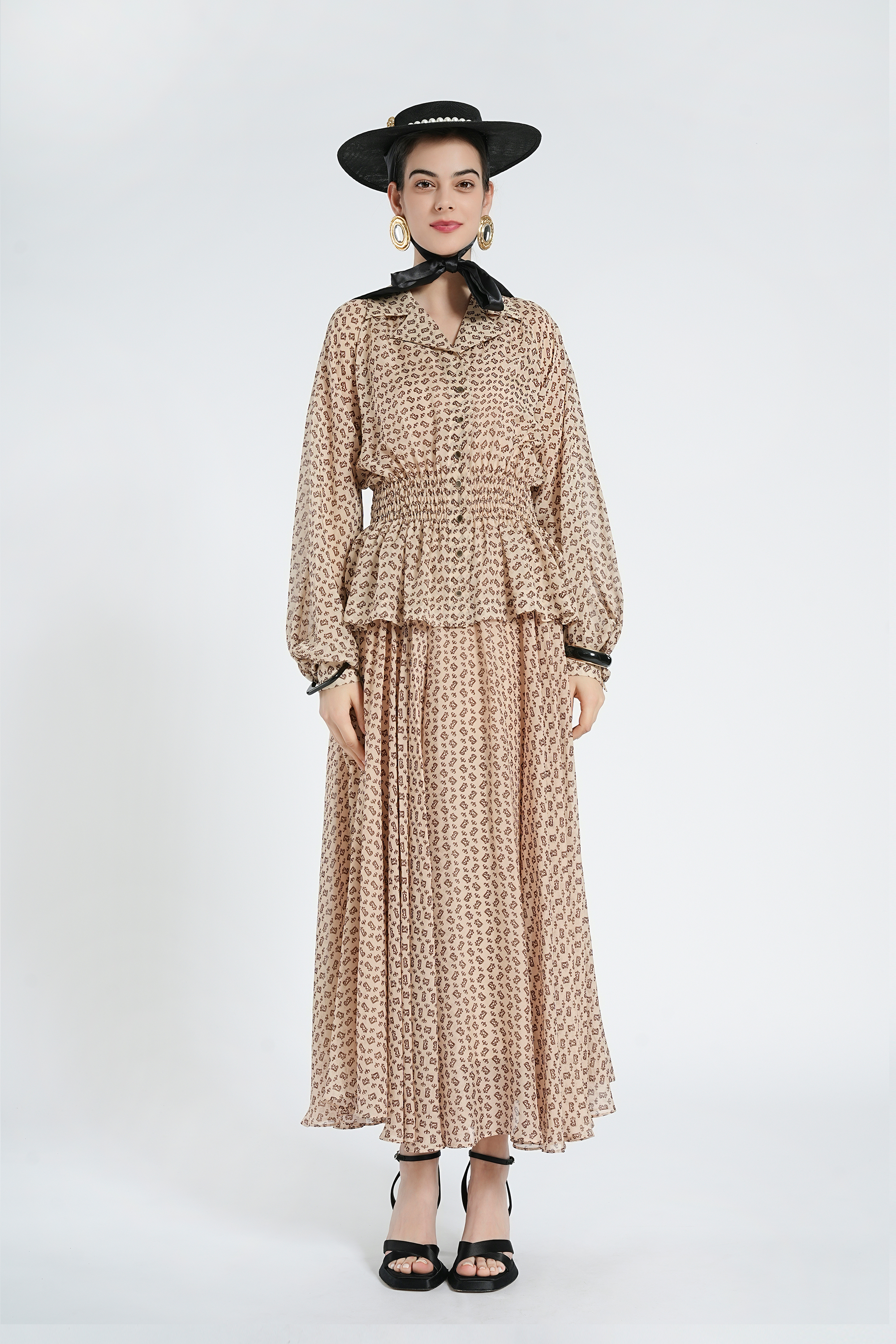 BESIONIA Temperament Mulberry Silk Printed Shirt