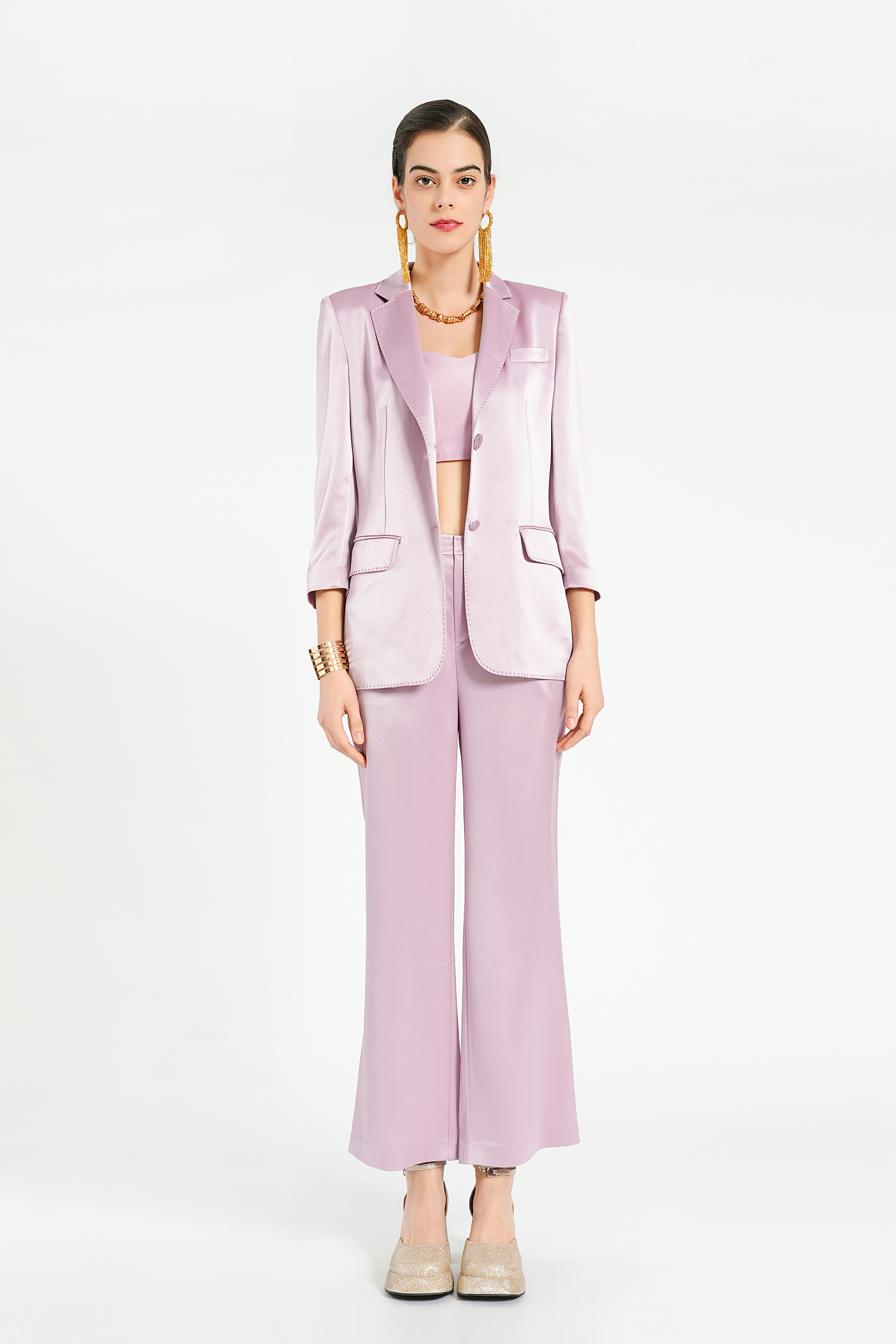 BESIONIA Chic Light Purple Suits
