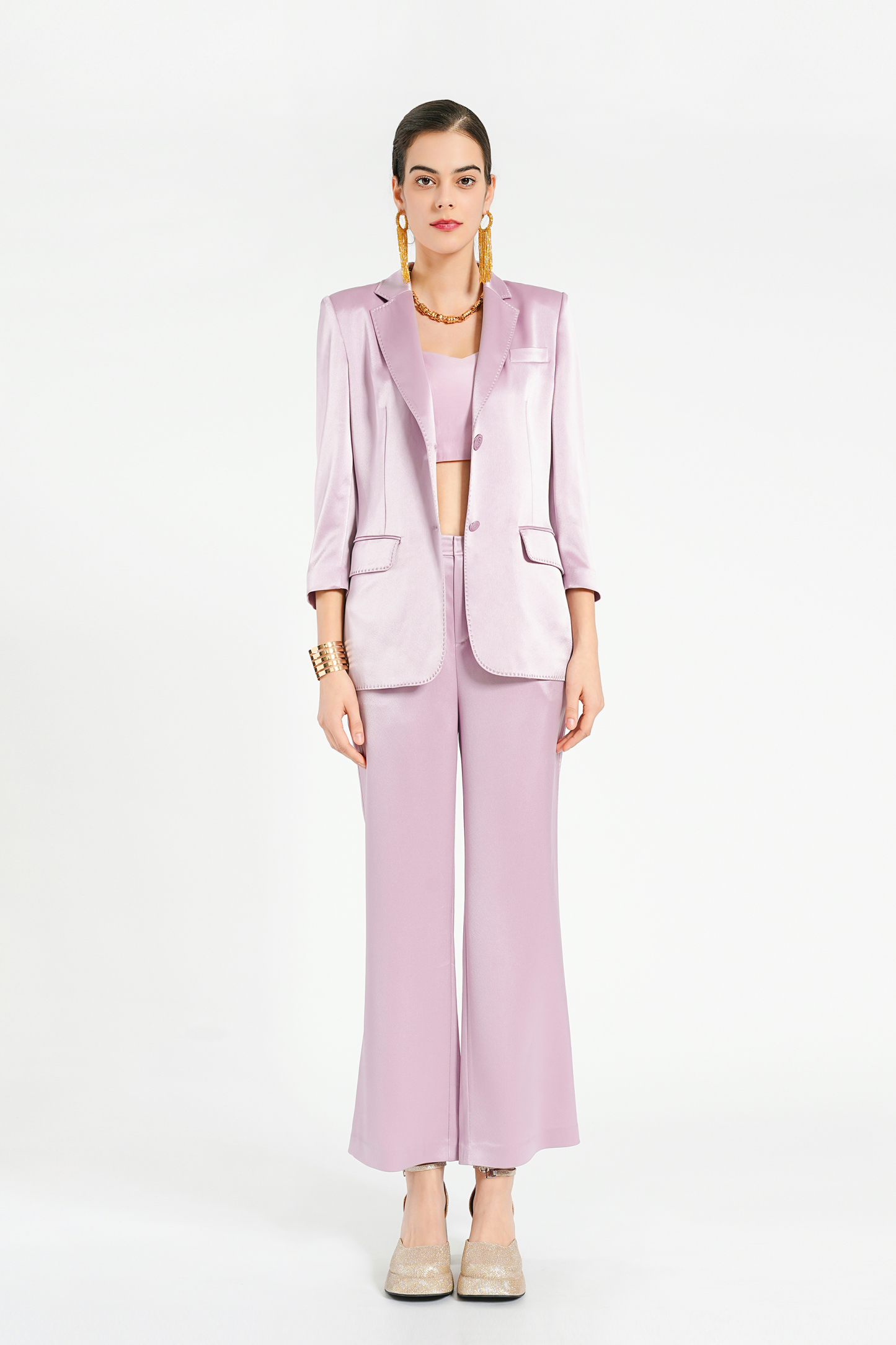 BESIONIA Chic Light Purple Suits