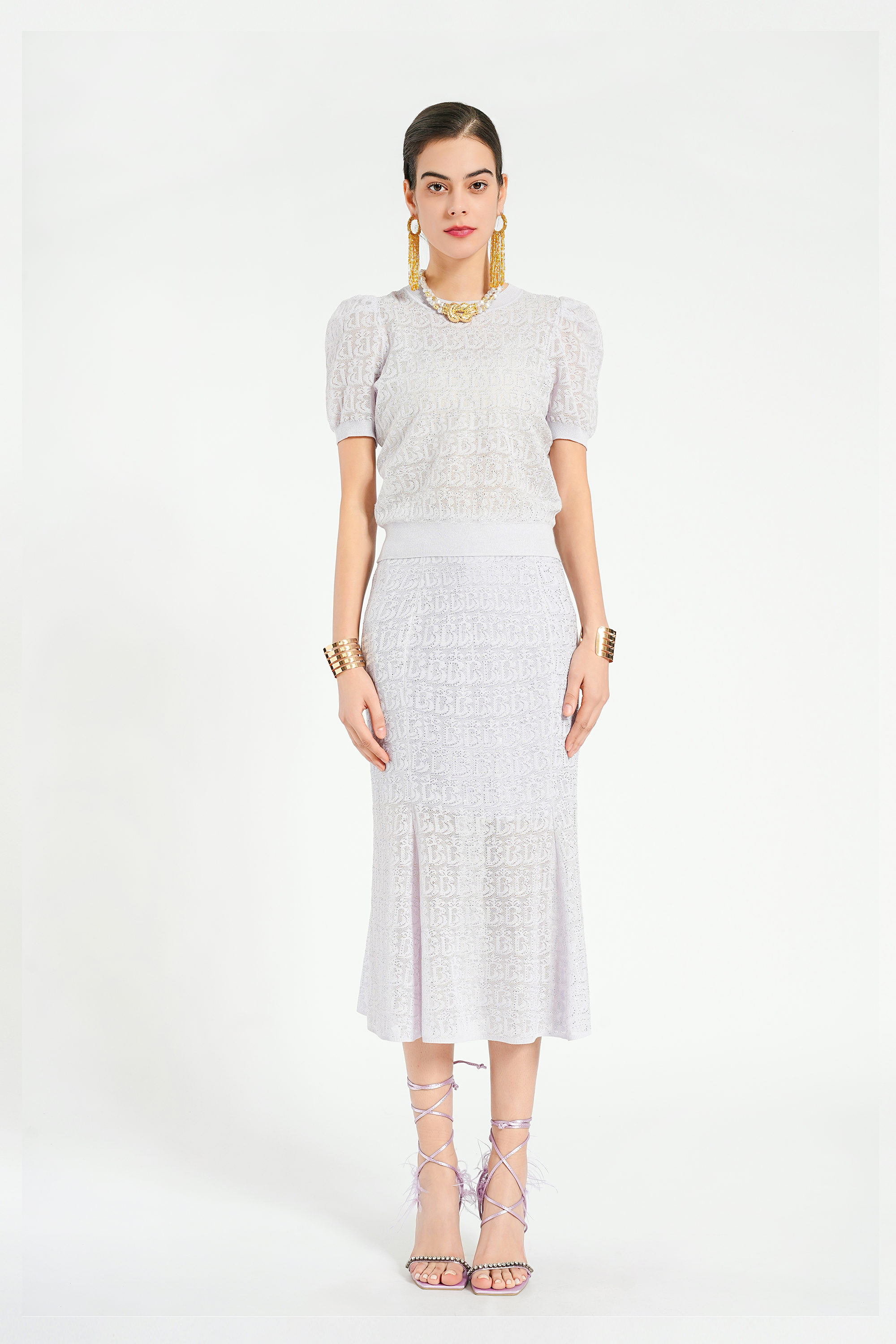 BESIONIA Printed Bubble Sleeve Blouse