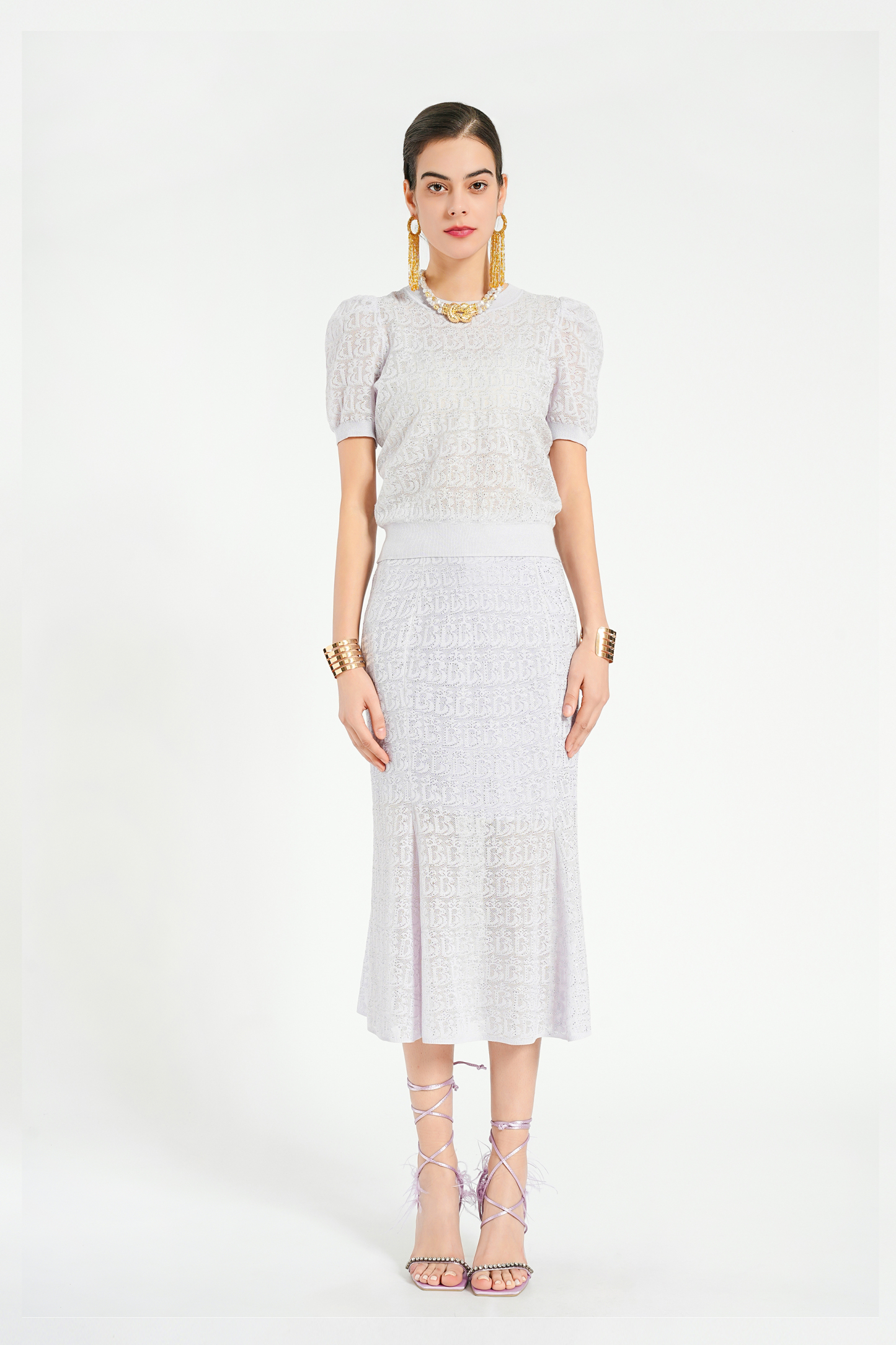 BESIONIA Printed Bubble Sleeve Blouse