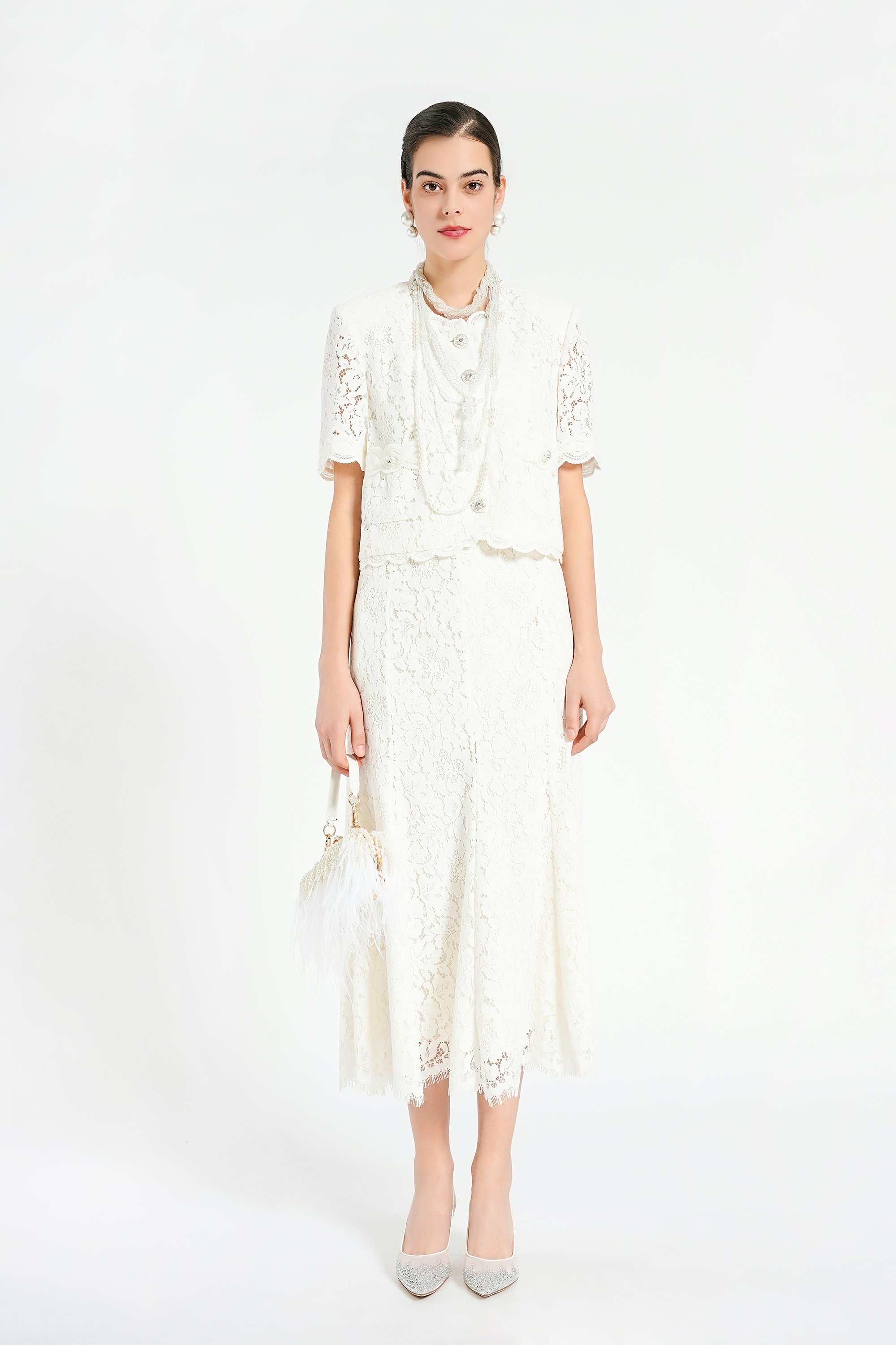 BESIONIA Lace Printed Mullet Top