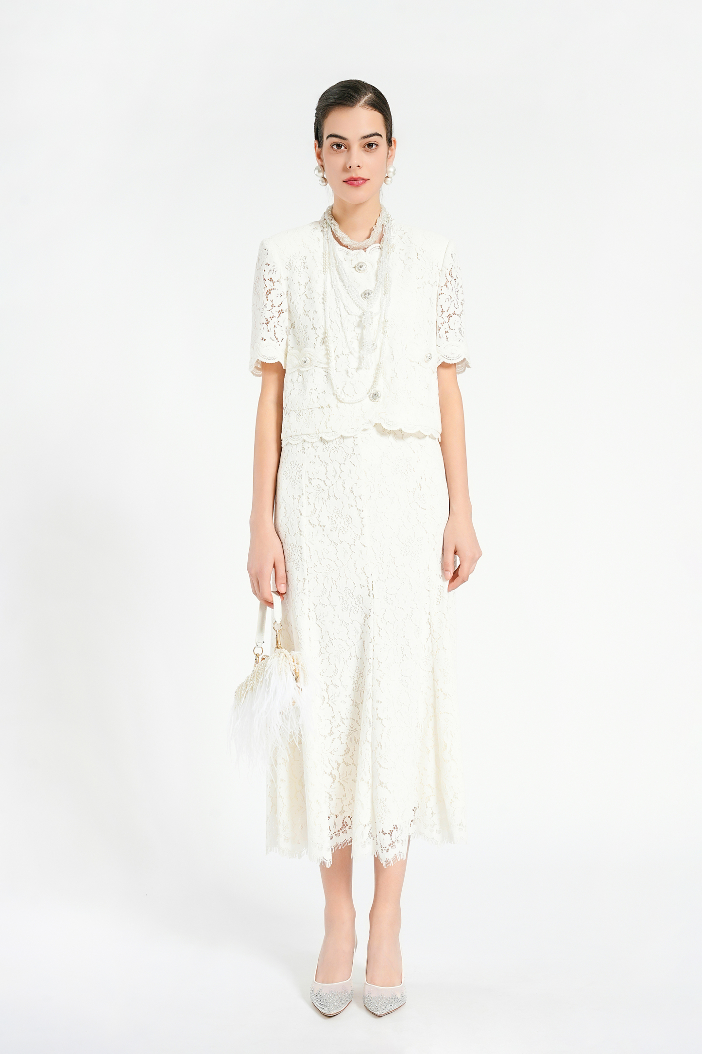 BESIONIA Lace Printed Mullet Top