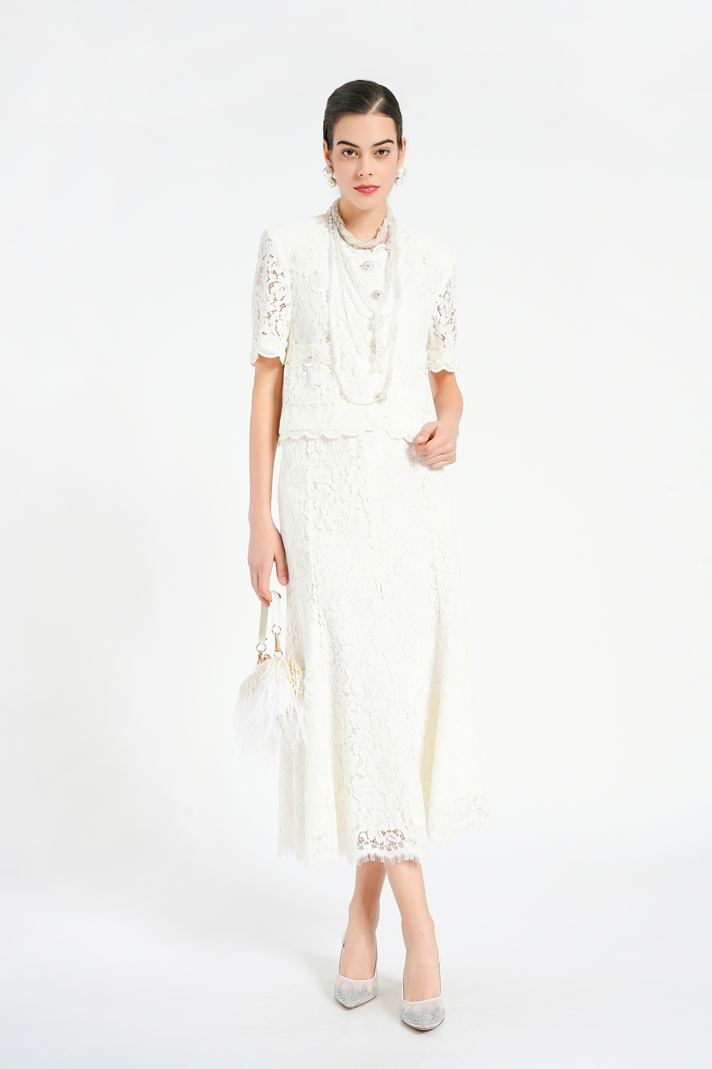 BESIONIA Lace Printed Mullet Top
