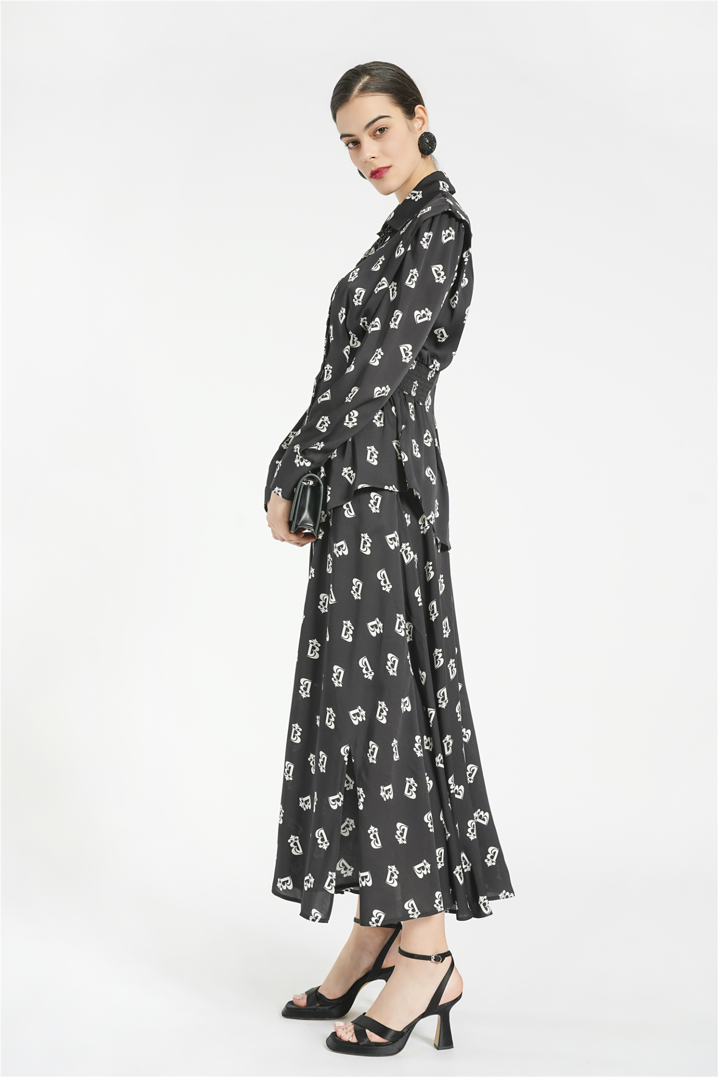 BESIONIA Mulberry Silk Alphabet Half-body Dress