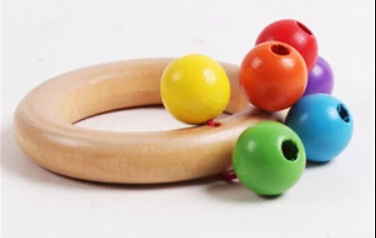 wooden kids toy baby rattle