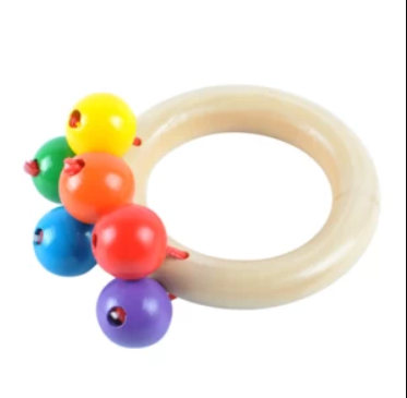 wooden kids toy baby rattle