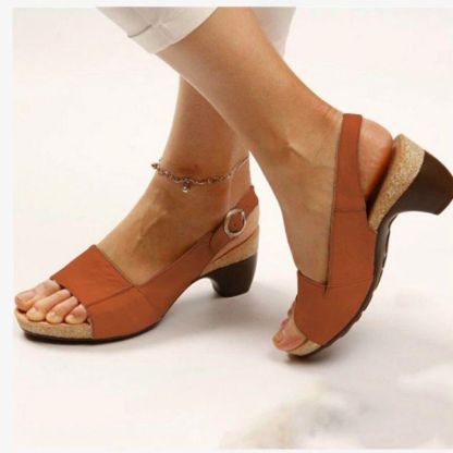 【🚀Nuevos productos de verano, mitad de precio de descuento！】Sandalias de tacón de bloque, gran soporte y súper cómodas.