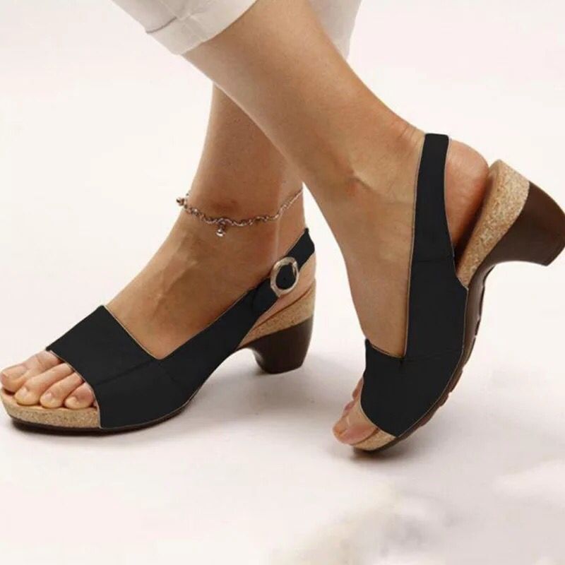 【🚀Nuevos productos de verano, mitad de precio de descuento!】Sandalias de tacón de bloque, gran soporte y súper cómodas.