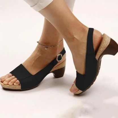 【🚀Nuevos productos de verano, mitad de precio de descuento！】Sandalias de tacón de bloque, gran soporte y súper cómodas.