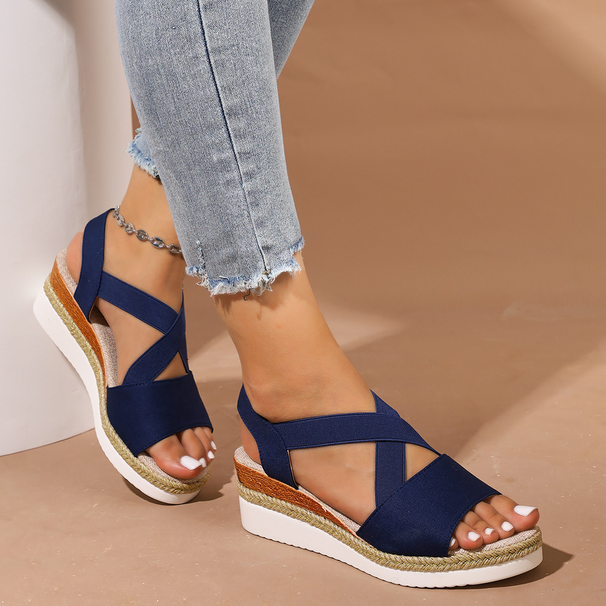 【🎈¡Novedad para el verano! Mitad de precio por tiempo limitado】Zapatos de tela hechos a mano, sandalias de tacón súper cómodas.
