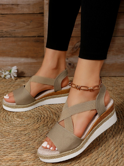 【🎈¡Novedad para el verano! Mitad de precio por tiempo limitado】Zapatos de tela hechos a mano, sandalias de tacón súper cómodas.