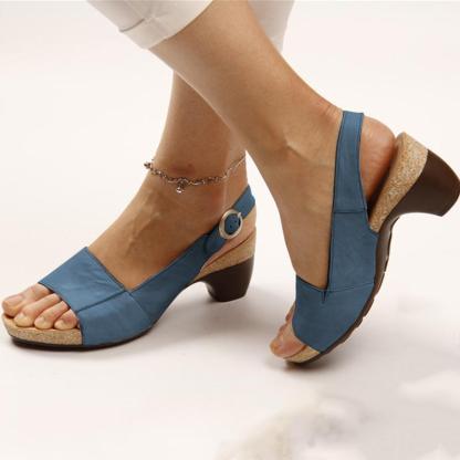 【🚀Nuevos productos de verano, mitad de precio de descuento！】Sandalias de tacón de bloque, gran soporte y súper cómodas.