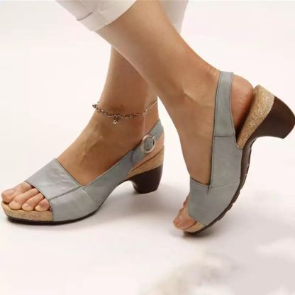 【🚀Nuevos productos de verano, mitad de precio de descuento！】Sandalias de tacón de bloque, gran soporte y súper cómodas.