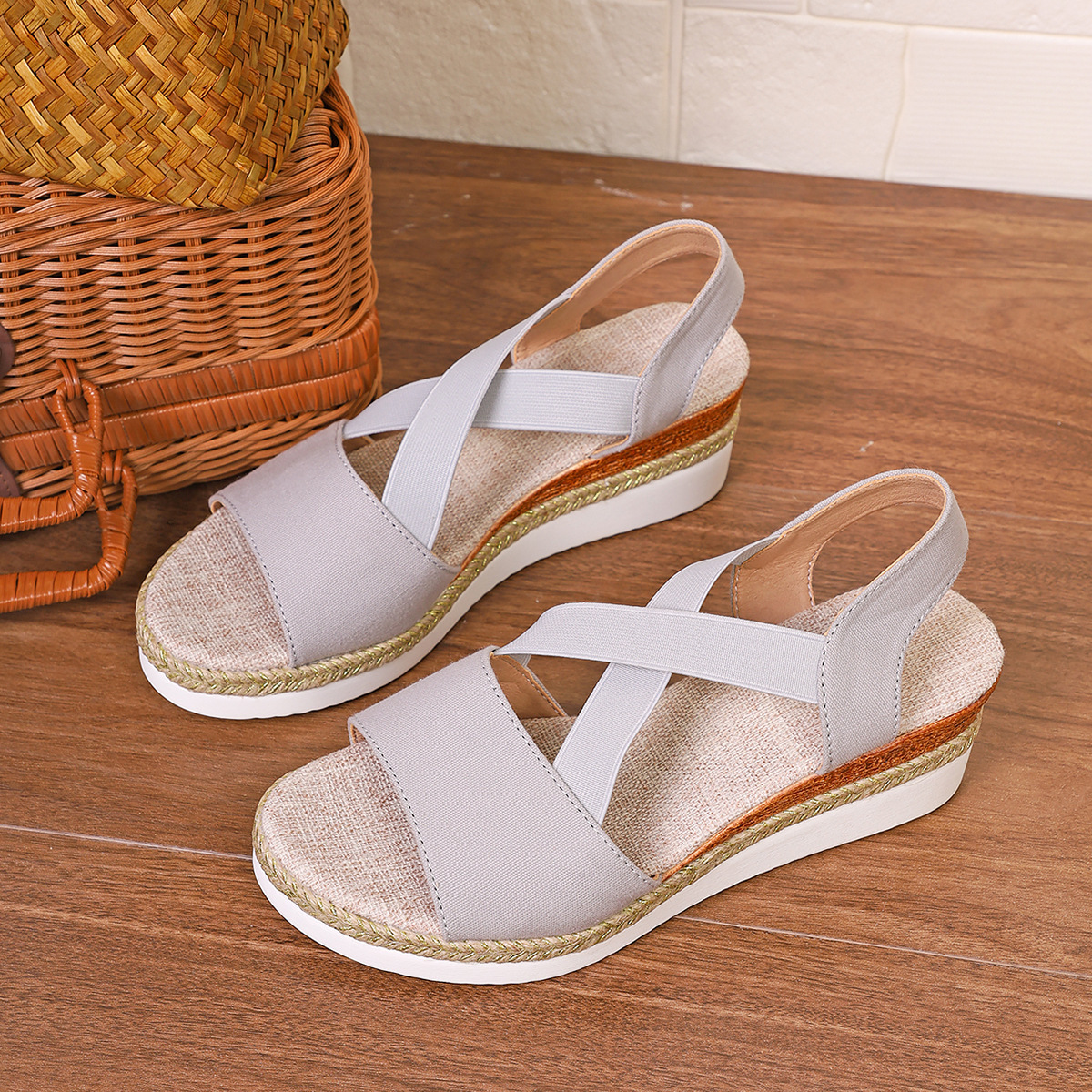 【🎈¡Novedad para el verano! Mitad de precio por tiempo limitado】Zapatos de tela hechos a mano, sandalias de tacón súper cómodas.