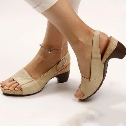 【🚀Nuevos productos de verano, mitad de precio de descuento！】Sandalias de tacón de bloque, gran soporte y súper cómodas.