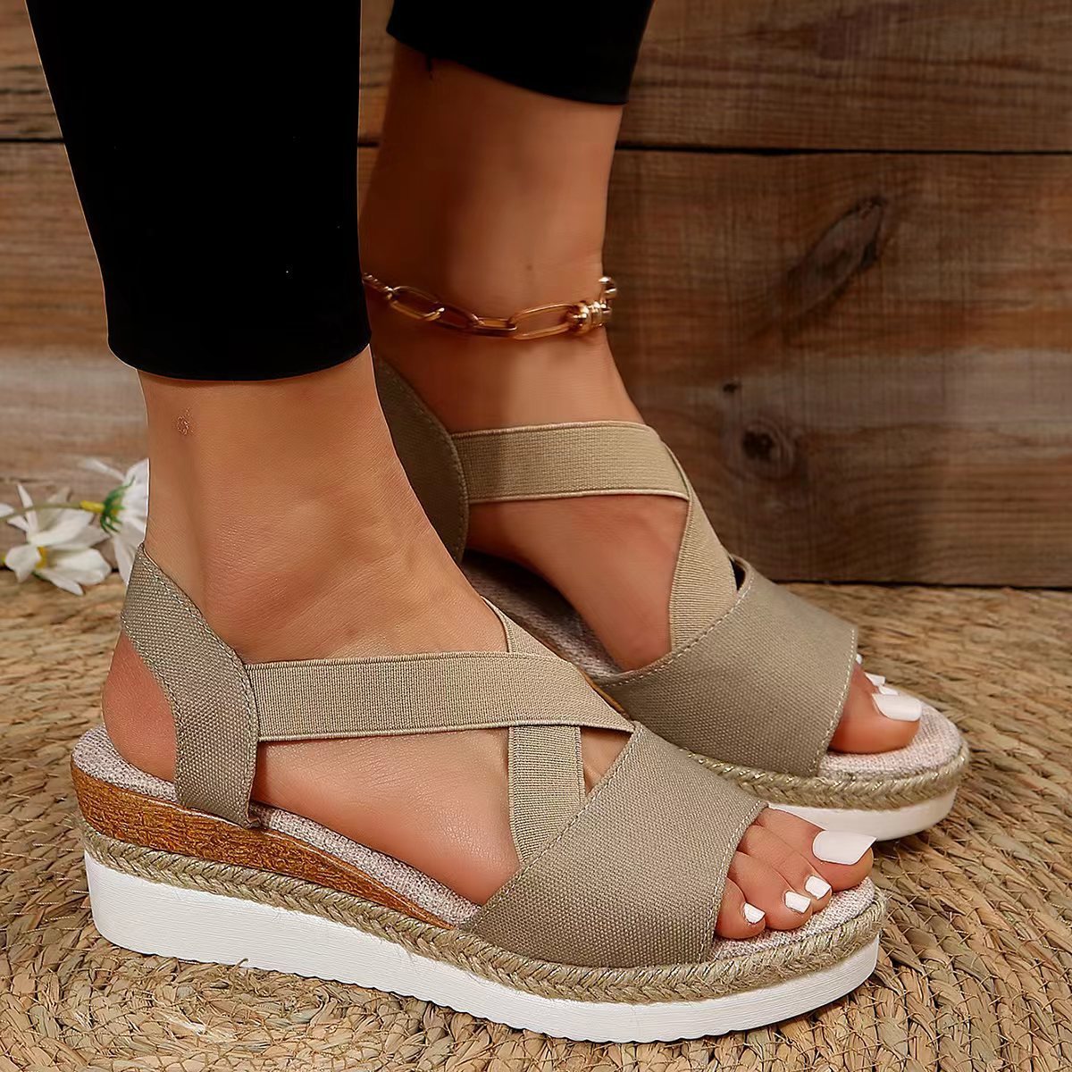 【🎈¡Novedad para el verano! Mitad de precio por tiempo limitado】Zapatos de tela hechos a mano, sandalias de tacón súper cómodas.