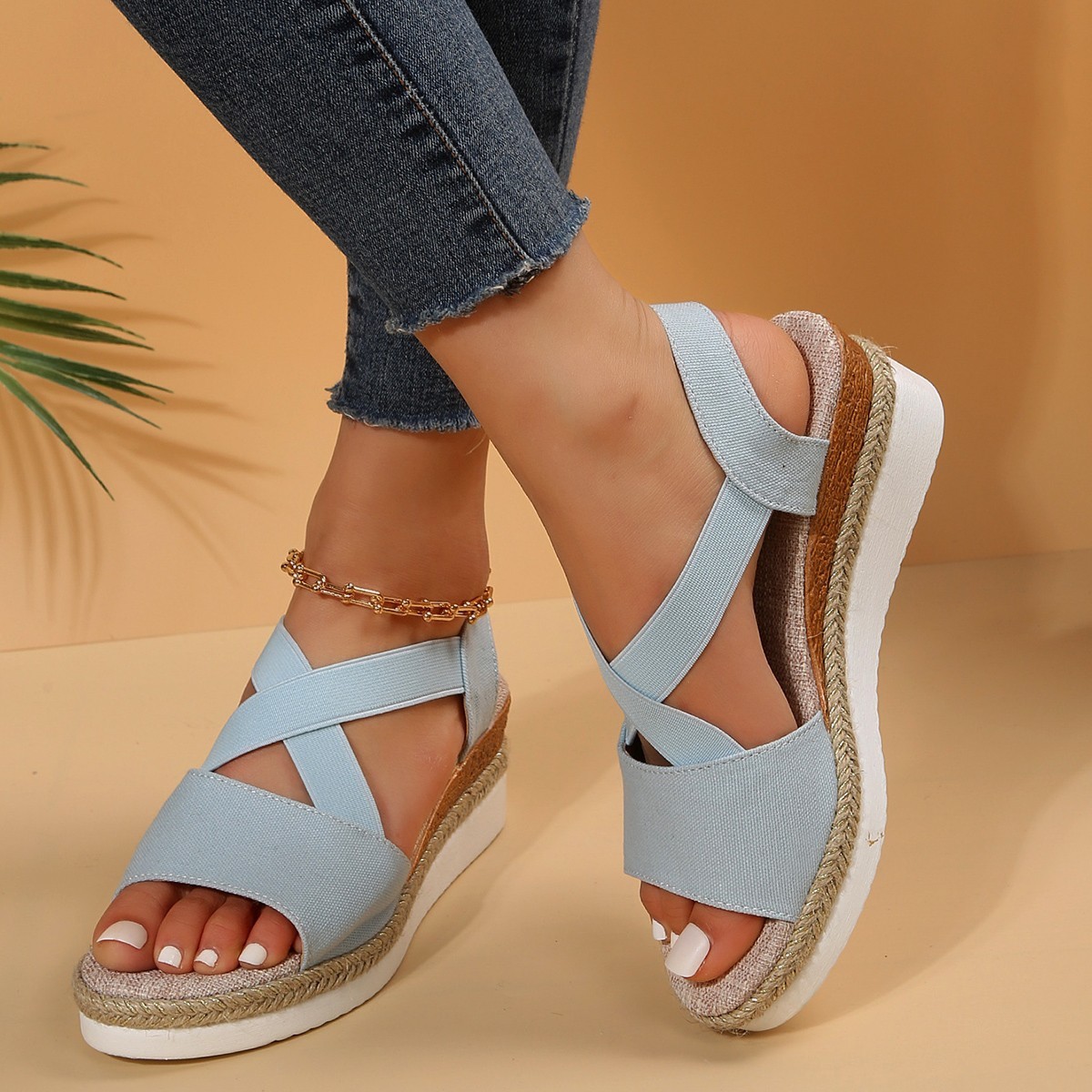 【🎈¡Novedad para el verano! Mitad de precio por tiempo limitado】Zapatos de tela hechos a mano, sandalias de tacón súper cómodas.