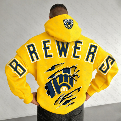 Unisex "Milwaukee Brewers" Graphic Streetwear Vintage Plush Hoodie