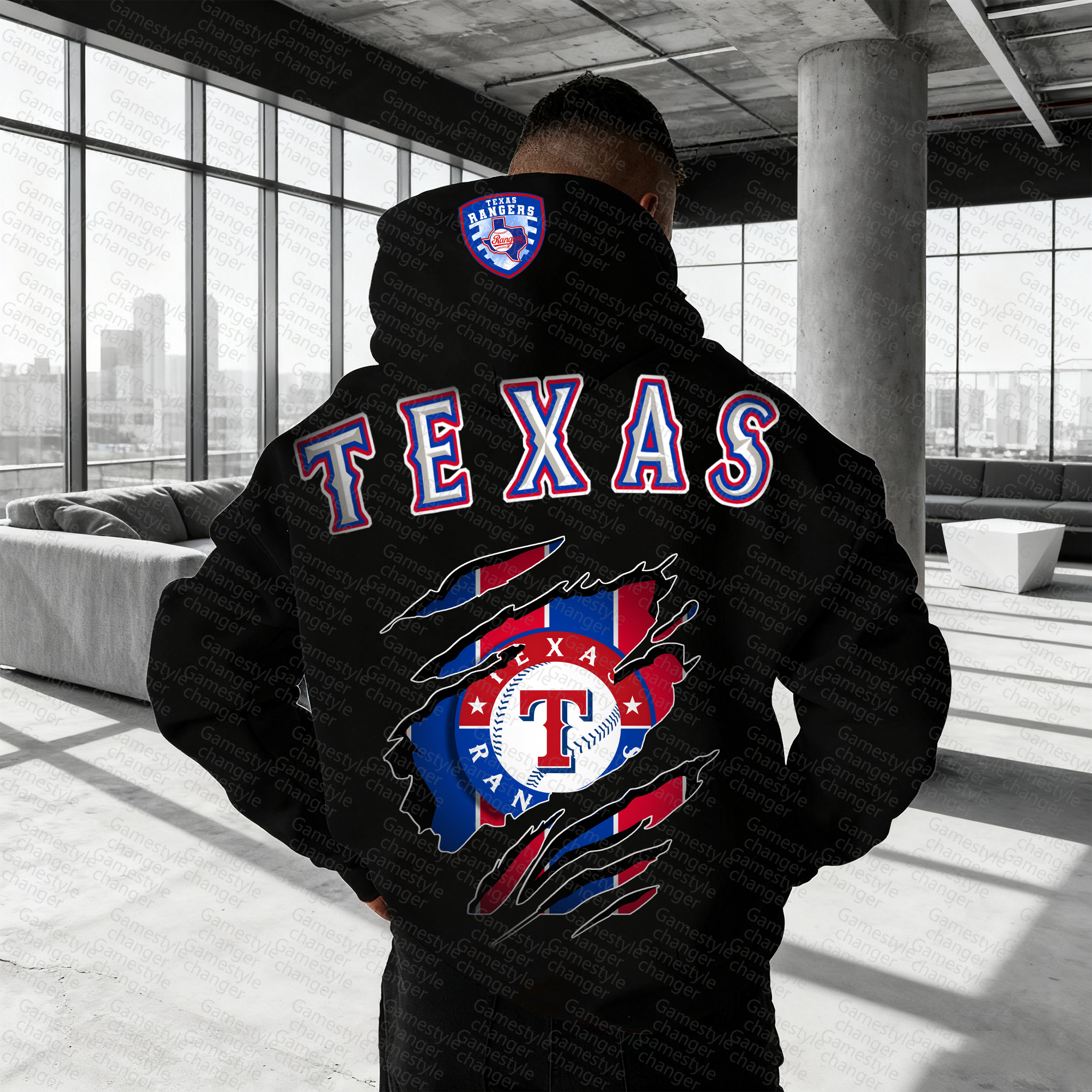 Unisex "Texas Rangers" Graphic Streetwear Vintage Plush Hoodie