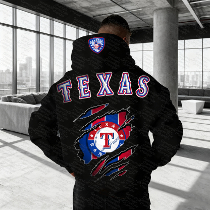 Unisex "Texas Rangers" Graphic Streetwear Vintage Plush Hoodie