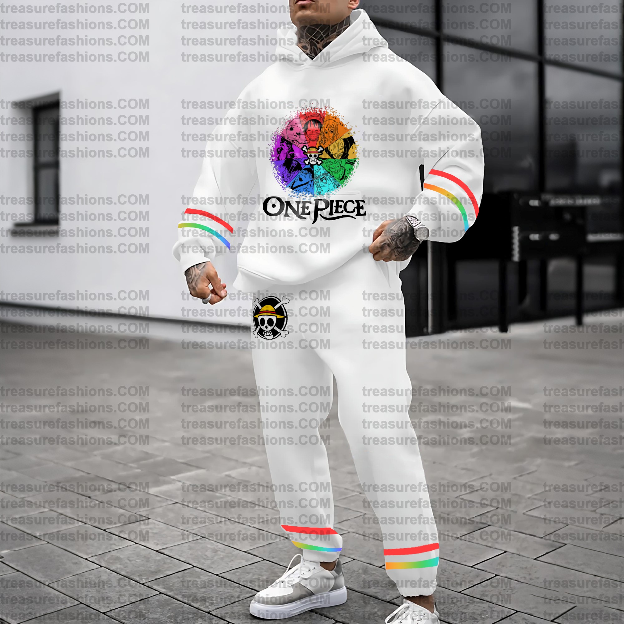3D Printed Pullover Hoodie And Sweatpant 2pcs Tracksuits