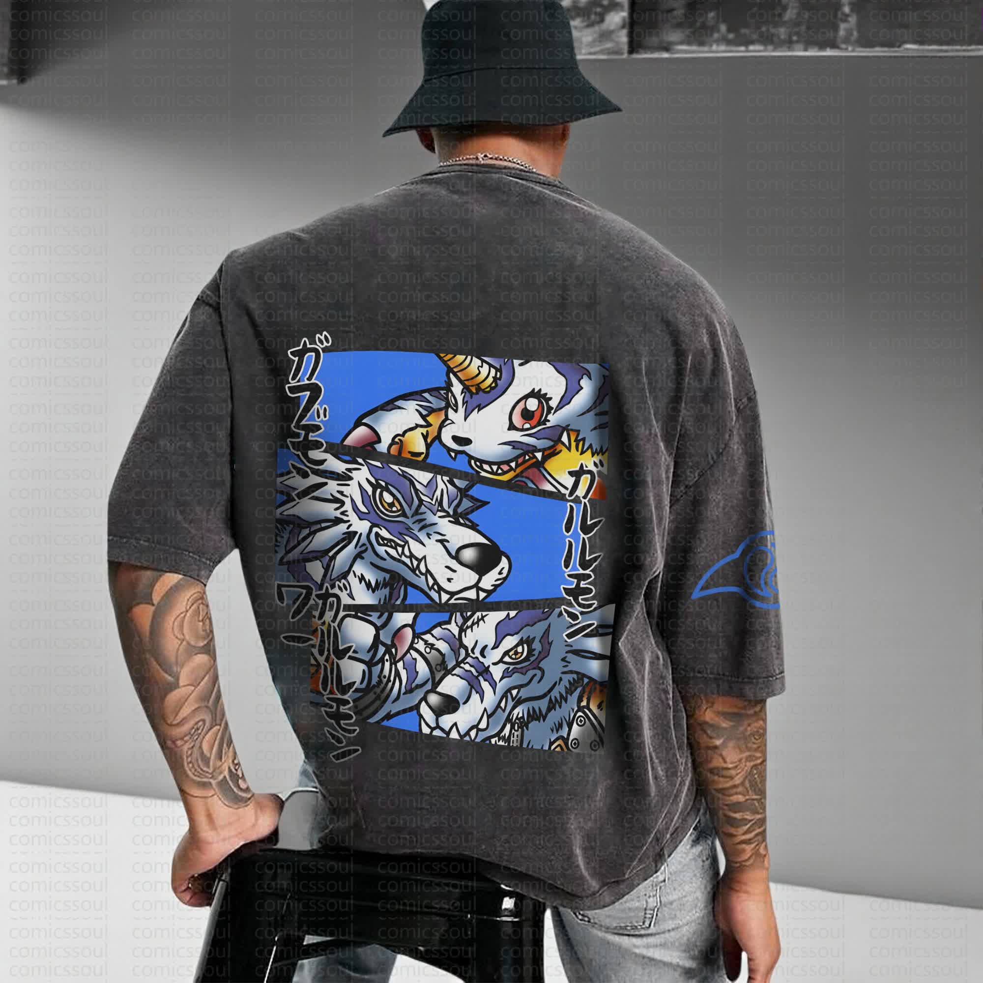 Unisex Anime Inspired Vintage Washed T-Shirt丨Digimon