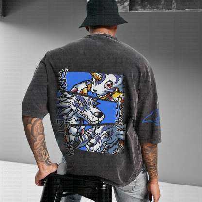 Unisex Anime Inspired Vintage Washed T-Shirt丨Digimon