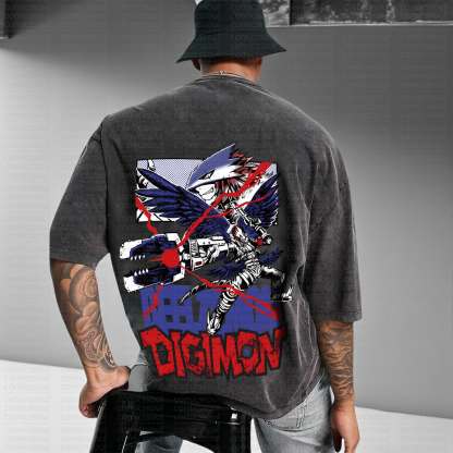 Unisex Anime Inspired Vintage Washed T-Shirt丨Digimon