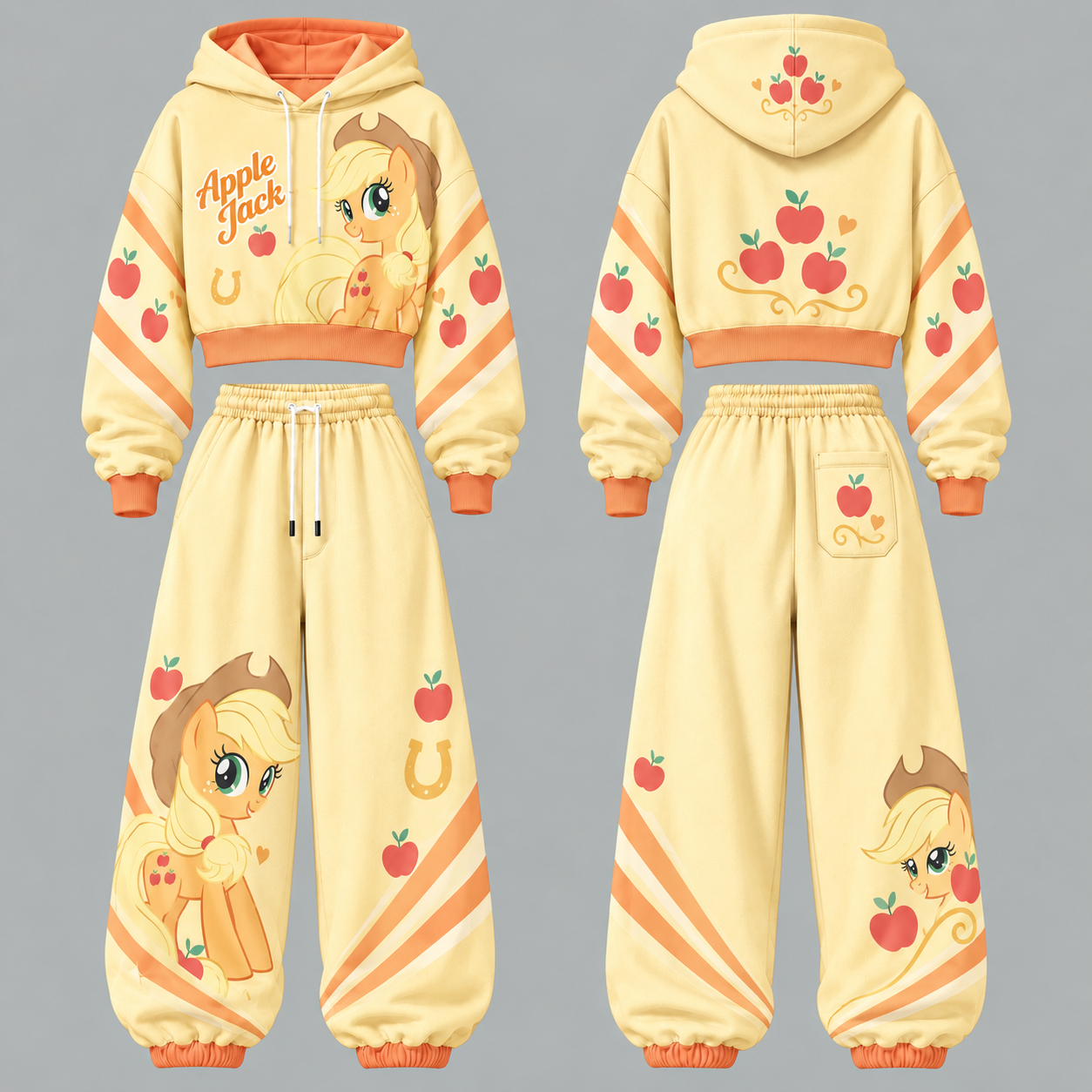 My Little Pony Women's Cropped Long Sleeve Hoodie & High Waist Jogger Pants 2 Piece Tracksuit Set