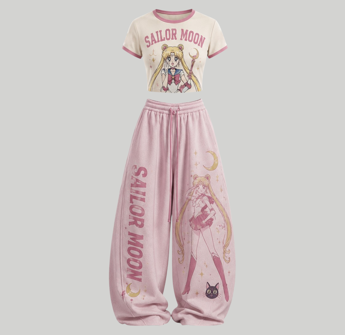 Sailor Moon Top & Elasticated Trousers Two-Piece Set