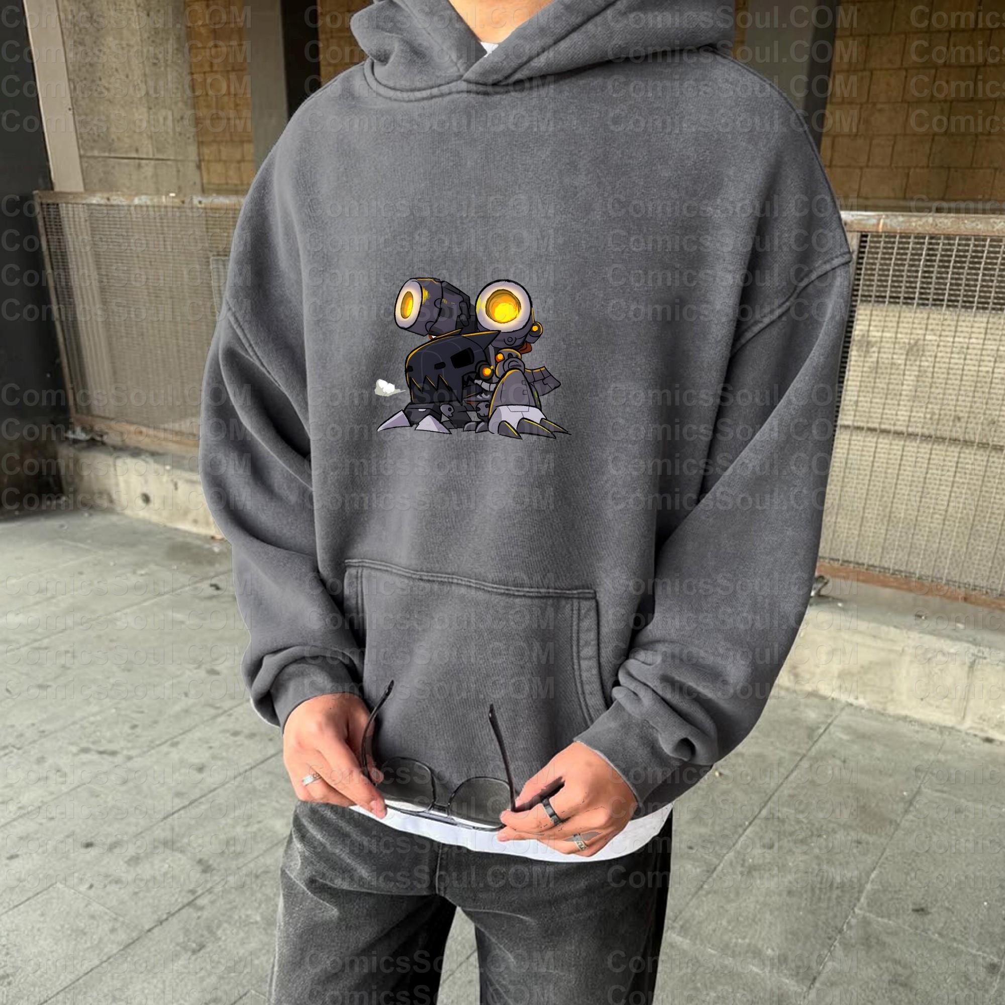 Vintage 3D Direct Inkjet Printed Washed Unisex Plush Hoodie