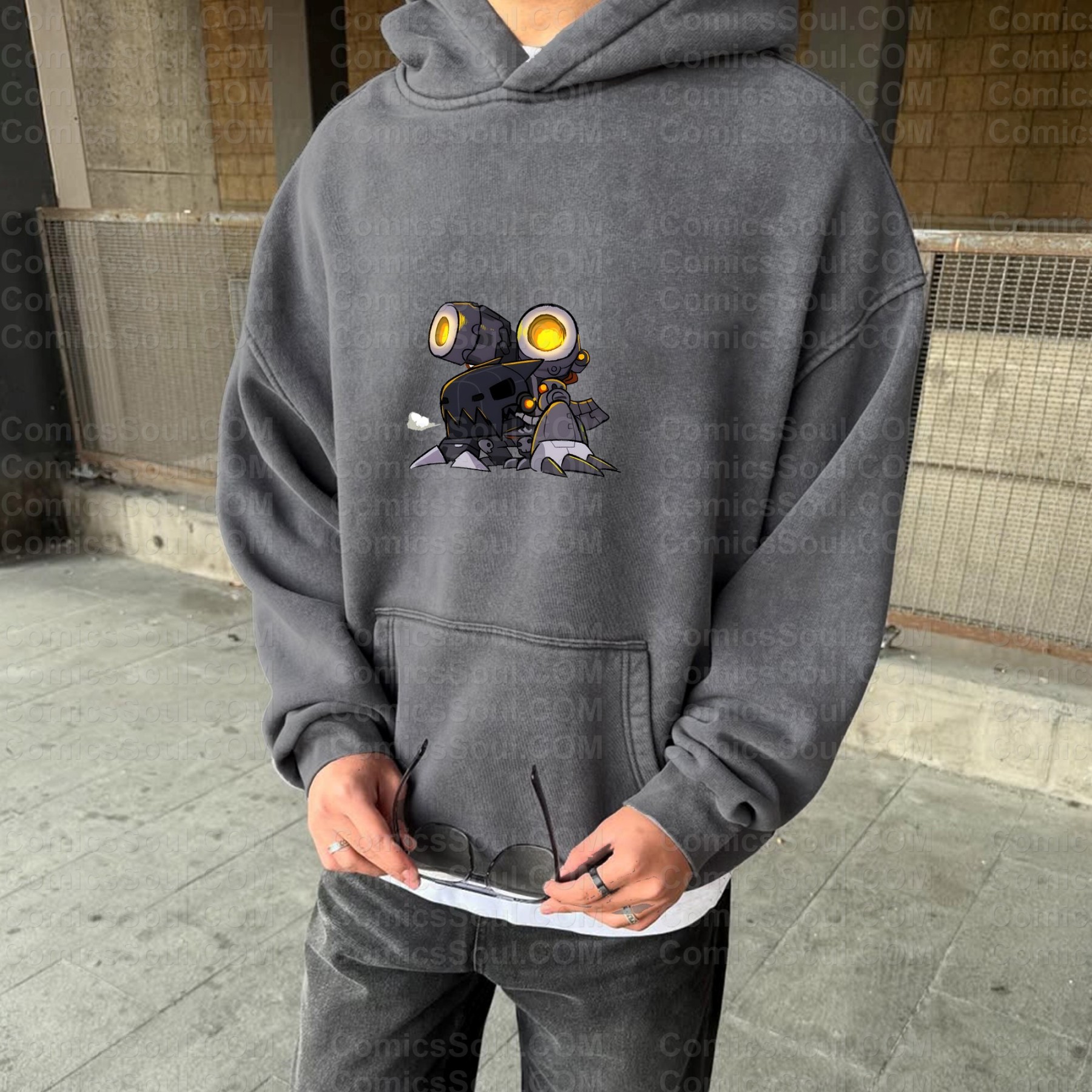 Vintage 3D Direct Inkjet Printed Washed Unisex Plush Hoodie