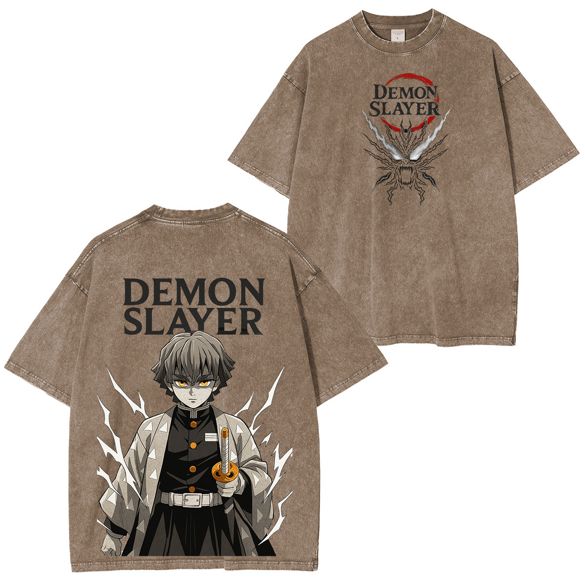 Unisex Anime Inspired Vintage Washed T-Shirt丨Demon Slayer