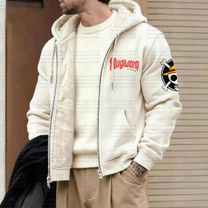 Unisex Graphic Streetwear Vintage Zipper Cardigan Plush Hoodid