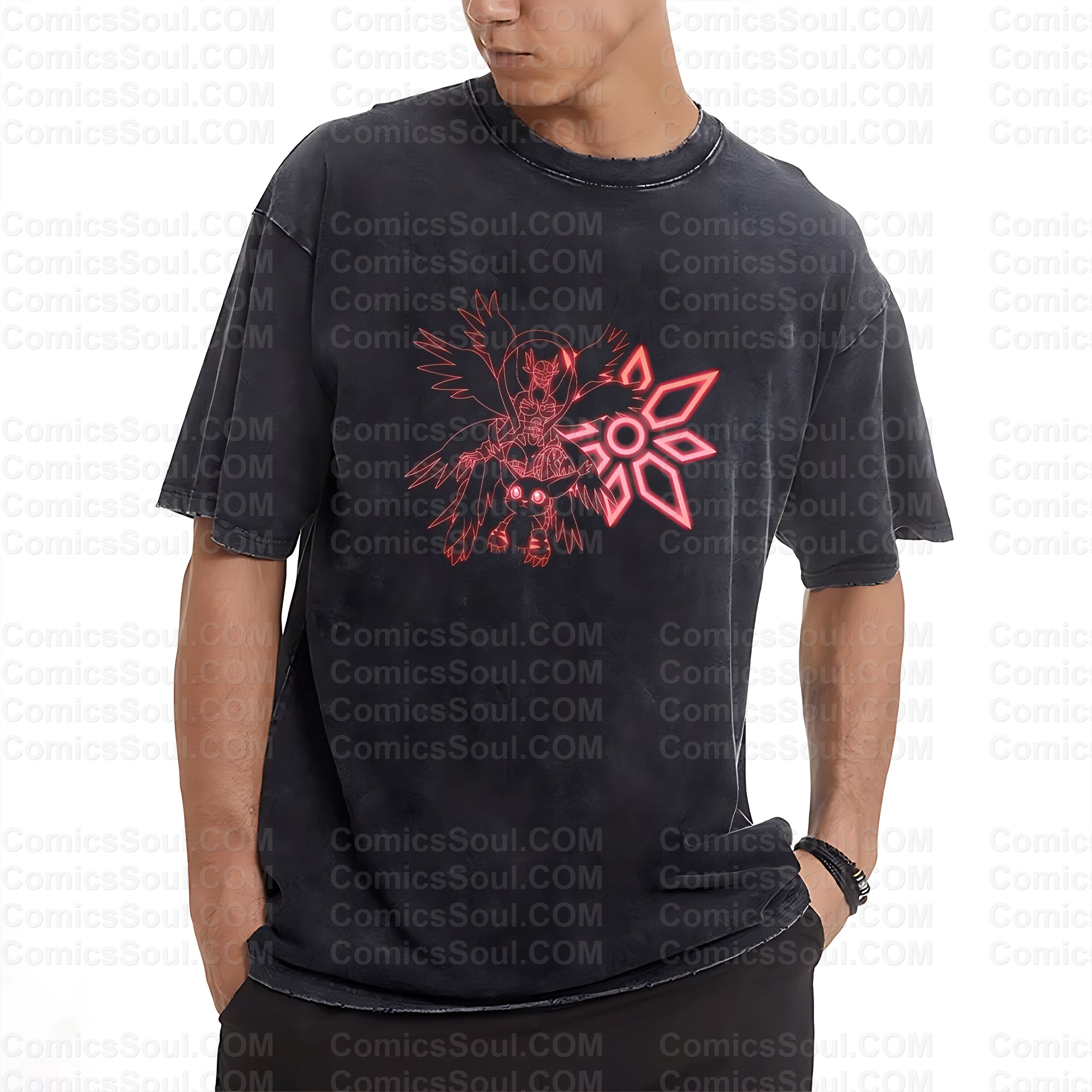 Vintage 3D Direct Inkjet Printed Washed Unisex T-Shirt