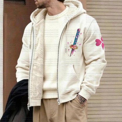 Unisex Graphic Streetwear Vintage Zipper Cardigan Plush Hoodie