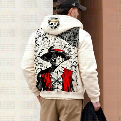 Unisex Graphic Streetwear Vintage Zipper Cardigan Plush Hoodie