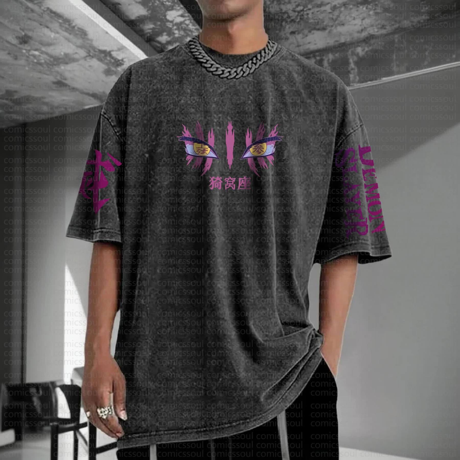 Unisex Anime Inspired Vintage Washed T-Shirt丨Demon Slayer