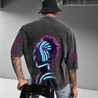 Unisex Anime Inspired Vintage Washed T-Shirt丨Demon Slayer