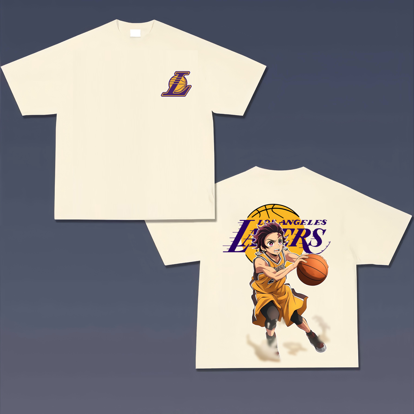 Unisex Vintage Tee丨Lakers X Demon Slayer Tee