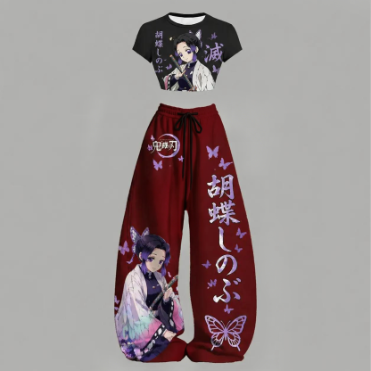 Demon Slayer Top & Elasticated Trousers Two-Piece Set